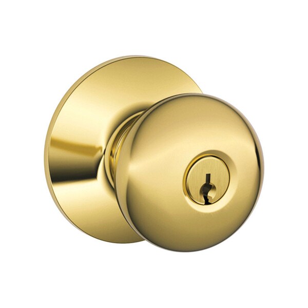 Schlage Schlage Plymouth Bright Brass Entry Knobs Key: K4 1-3/4 in. F51NPLY505K4 - main